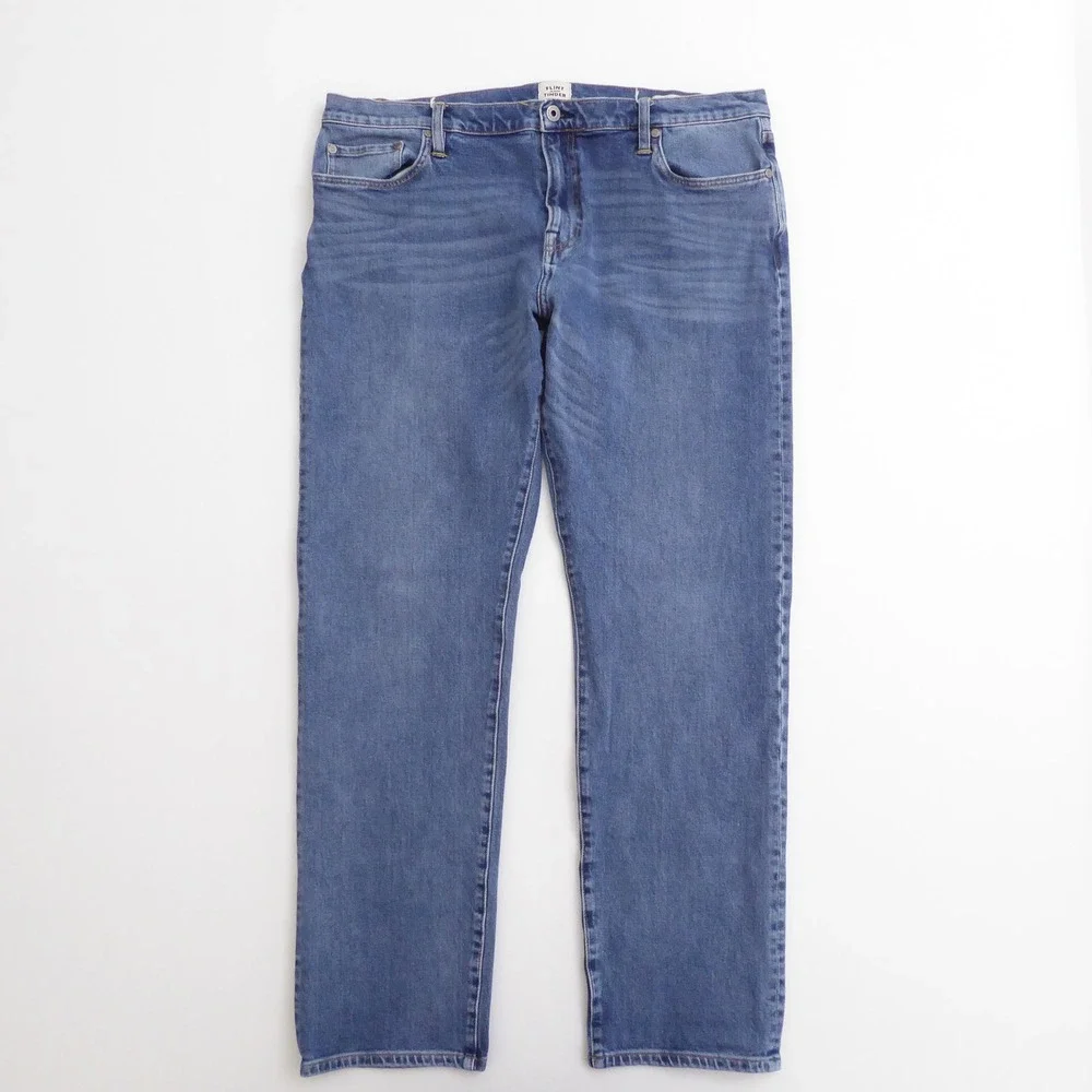 Flint and Tinder Mens Jeans Blue Straight Fit 38x31 HEMMED